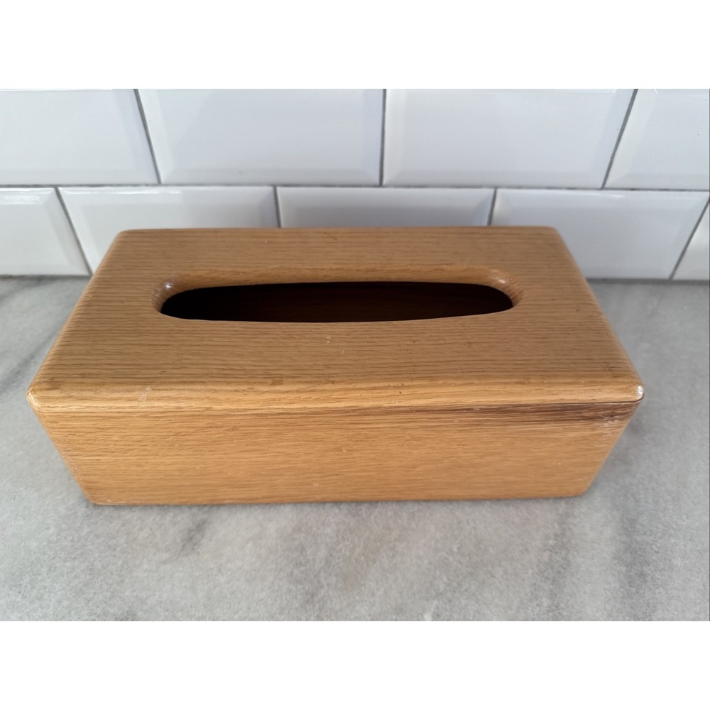 Vintage Oak Tissue Box Cover Dispenser Solid Wood Rectangle Rustic Traditional‎